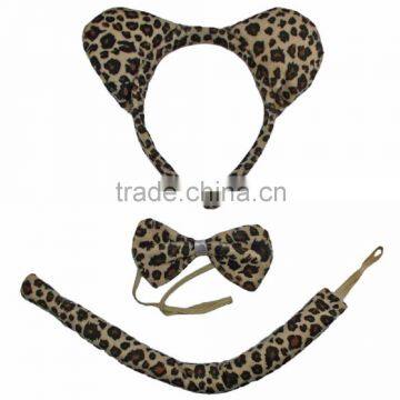 Leopard headband bow tie and tail set kit