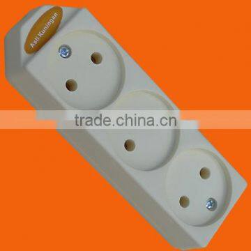 European style 3 way 2pin power extension socket (E5003)