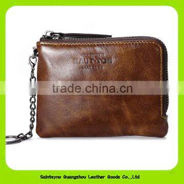 16900 High quality slim genuine zipper leather lady wallet