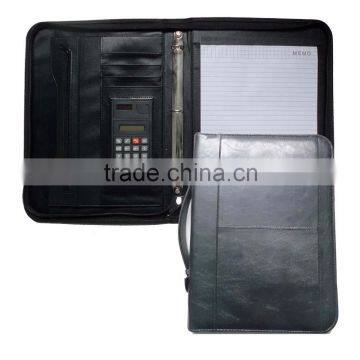 A4 Zip PU Leather Portfolio Folder With Handle