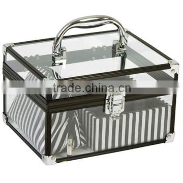 3pc. Black Acrylic Cosmetic Case with Removable Tray & Makeup Bag HZ-257