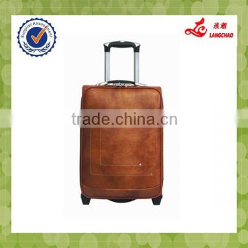 PU Leather Material Strong Accessories high-end Light Brown Commercial Trolley Case