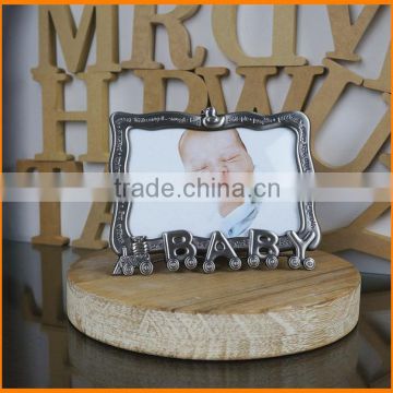 30175P-4R-dimensional rectangular 6-inch carving the letters of ancient tin colored metal baby Photo Frame