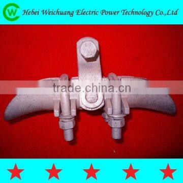 Suspension clamp for overhead power line fitting with socket-clevis