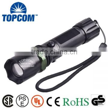 TopCom Presenting 3 W XML LED Fused With 3 Modes of Zoomable Rechargeable Target Flashlight