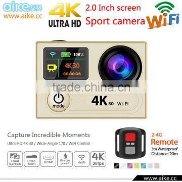 H6R wifi Action camera Ultra HD 4K 30fps Video Sport HD Camera With 2.4G Remote Control 2-inch Dual Screen Mini Camcorder