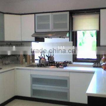 Modern white PVC Kitchen cabinet with door shape