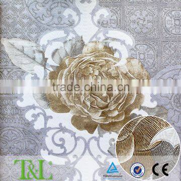 Purple Big Flowers Pvc Korean Wallpaper photo-3