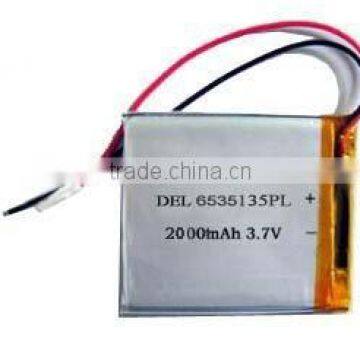 High capacity 3.7v 6535135 2000mah lipo battery