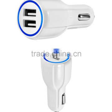 Lotus style dual usb car charger, 2.5A car charger optical input