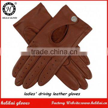 Men's Genuine Sheepskin gloves Custom Button Design driving Leather Gloves