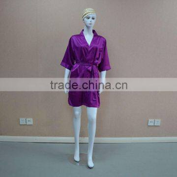 Fancy purple short matte stretch satin nightgown/pajamas