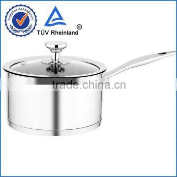 Composite bottom milk pot with single stainless steel handle
