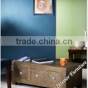 Coffee Table-Embossed Brass Metal