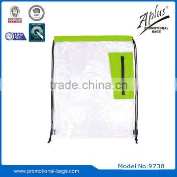 Transparent pvc drawstring backpack bag