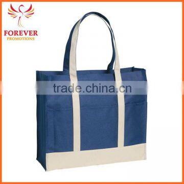 Hot Selling Customized Logo 600D Tow Tone Tote Bag With Contrasting Shopping Tote Bag photo-5