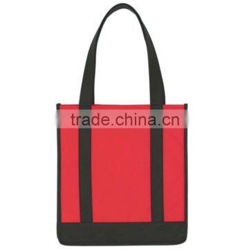 Non-Woven Two-Tone Shopper Tote Bag-Red