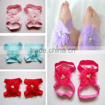 Infant Baby Handmade flower Stretchy Elastic Girl Barefoot Sandals Shoes for Summer