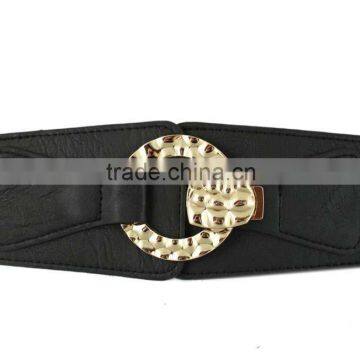 Ladies Fashion Designed Black Elastic Pu Ribbon Waist Belt