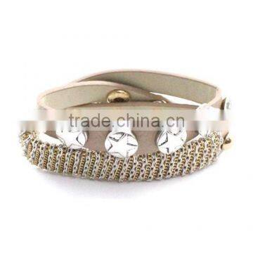 2015 PU DIY Button Chain Wrap Bracelet .Star Button photo-4