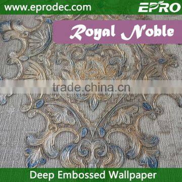 Chinese design washable elegant vinyl deep embossed wallpaper