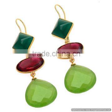 Jewelry Wholesale Fashion Designs Sea Green Chalcedony 925 Sterling Sliver Drop Earring For Women