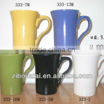 Color Glazed Trumpet Shape Stoneware Coffee Mug