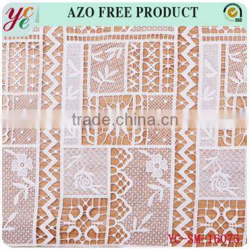 White Squares Multiple Pattern Woven Hollow Out Design Chemical Lace Embroidery Fabric for Wedding Dress photo-2