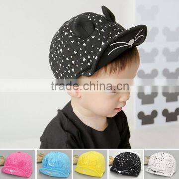 MZ3177 Cute Baby girl cartoon earmuffs winter cat beanie hats