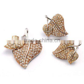 Dongguan Jewelry Manufacturer Wholesale Fashion rhinestone leaves Jewelry set 18K gold plated Jewelry set MXSE30013