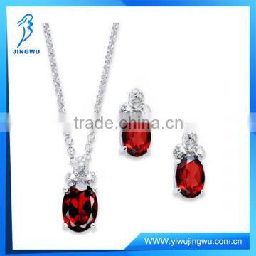 Fashion Silver Ruby Jewelry Set Diamond Necklace and Earring