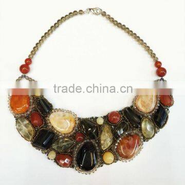 Mixed Color Agate and Mixed Gemstones, Crystal, Beads Stone Necklace : De5