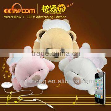 Top100 Christmas 2013 new hot item gifts! Washable Plush Tare Bear Music Cushion Pillow- CE SGS ROHS