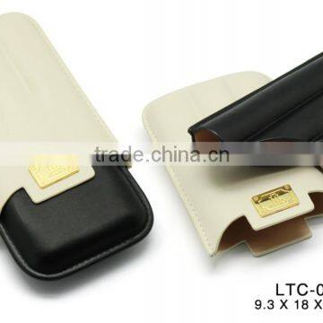 black-white 3 fingers type cigar leather case holder