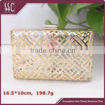 16.5*10cm polished gold box clutch frame with chain loops