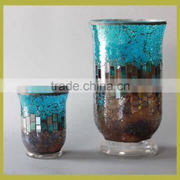 blue vintage mosaic hurricanes set of 2