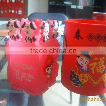 New Arrival Embossed Beautiful Flower Rubber Pen Holder photo-5