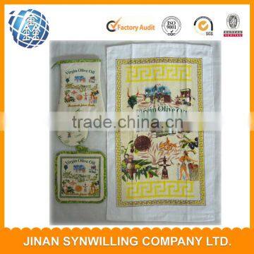 Kitchen Textile Potholder Cotton Placemat Oven Mitt 3pcs Kitchen Towel Set photo-3
