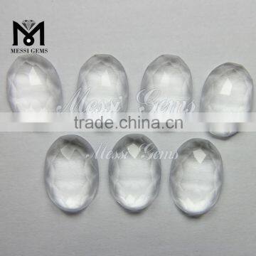 Popular Best Quality Oval 13.5x9.5 Flat Back Checkerboard White Glass Stone