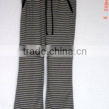 Long leg yarn dyed stripe casual women pants