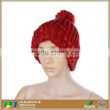 Super Warm Winter Embroidery Knit Beanie Hat with One Ball