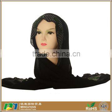 Black long shimmer muslim hijab head scarves for women