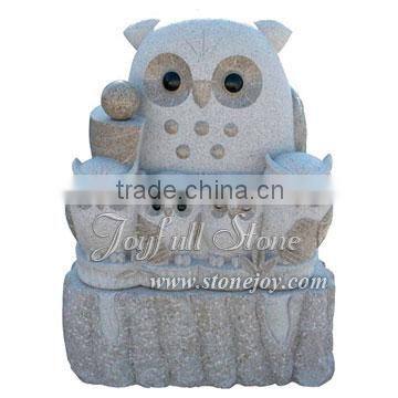 Granite Animals, stone owl sculpture