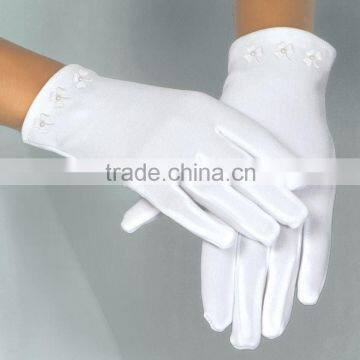 Short Tulle Cheap Kids Size White Satin Gloves photo-4