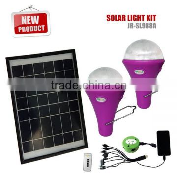 12V household LED solar lighting system with cell phone adapter