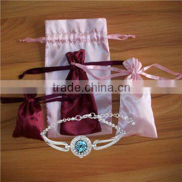 Small satin silk packaging bags with silk ribbon