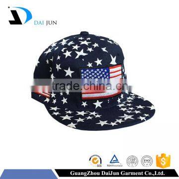 2016 New design 100% cotton embroidery plastic navy bule star logo flat buckle with label custom fashion snapback hats paypal