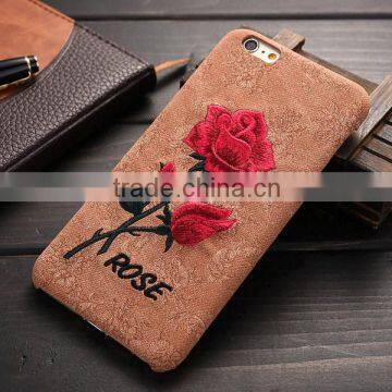 New Arrival Fashion Embroidery Rose Hard Cover Case for IPhone6 6s 6Plus 6sPlus Samsung Galass S6Edge Plus Cover