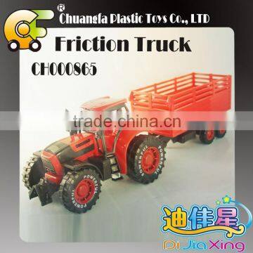 2015 cheap plastic friction farm tractor toys mini trailer truck for boys