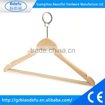 Wooden Hotel Hanger with Non Slip Trouser Bar